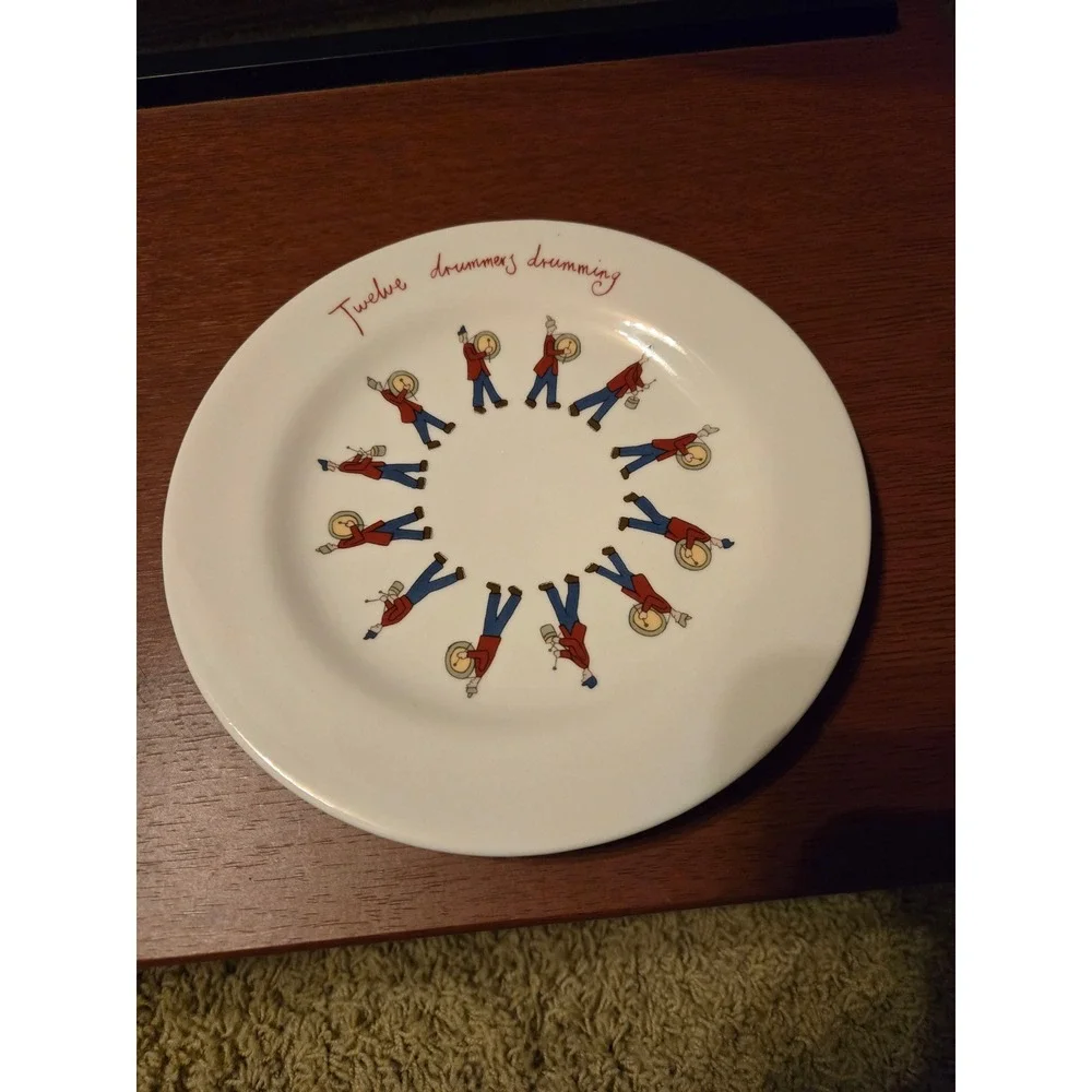 12 Days of Christmas Plate Set Complete 12 Piece Holiday Dessert Appetizer White